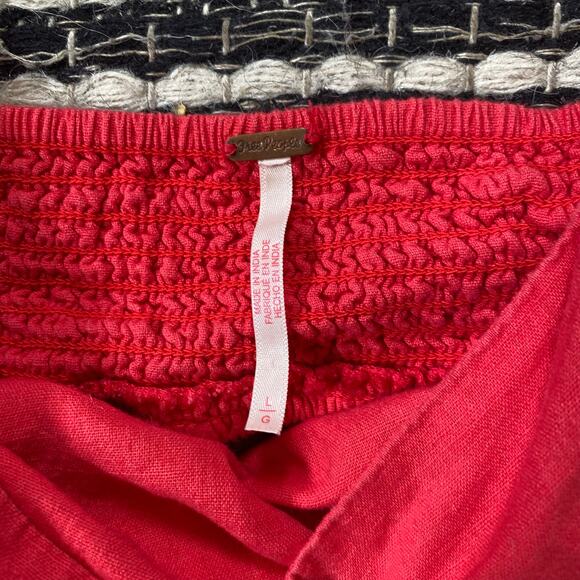 🌿Free People Womens Cross Of Sunlight Open Waist Red Mini Dress L - Picture 11 of 11